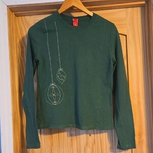 Target Green Long Sleeve Tee with Embroidery